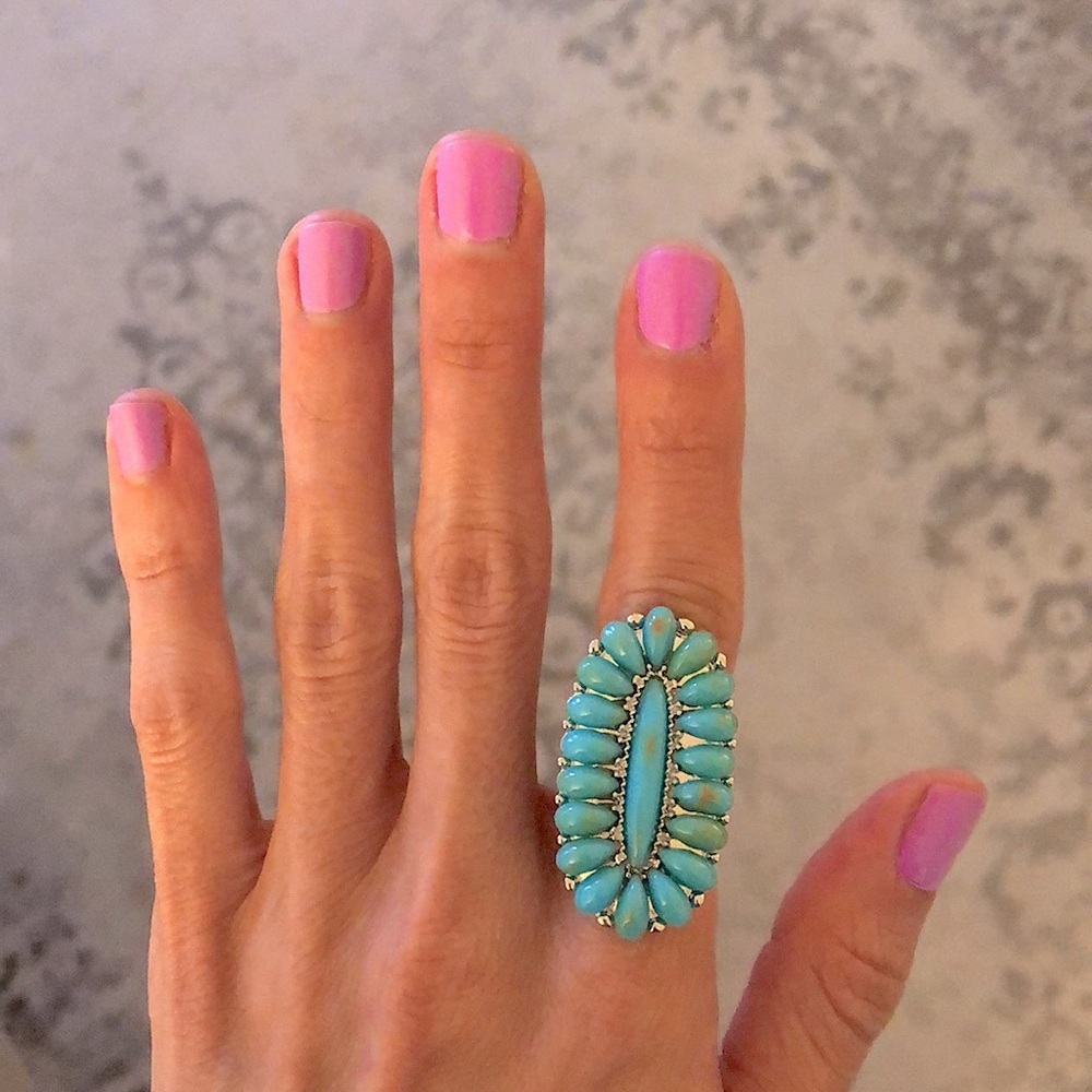 Turquoise Boho Statement Ring - Picture 4 of 7
